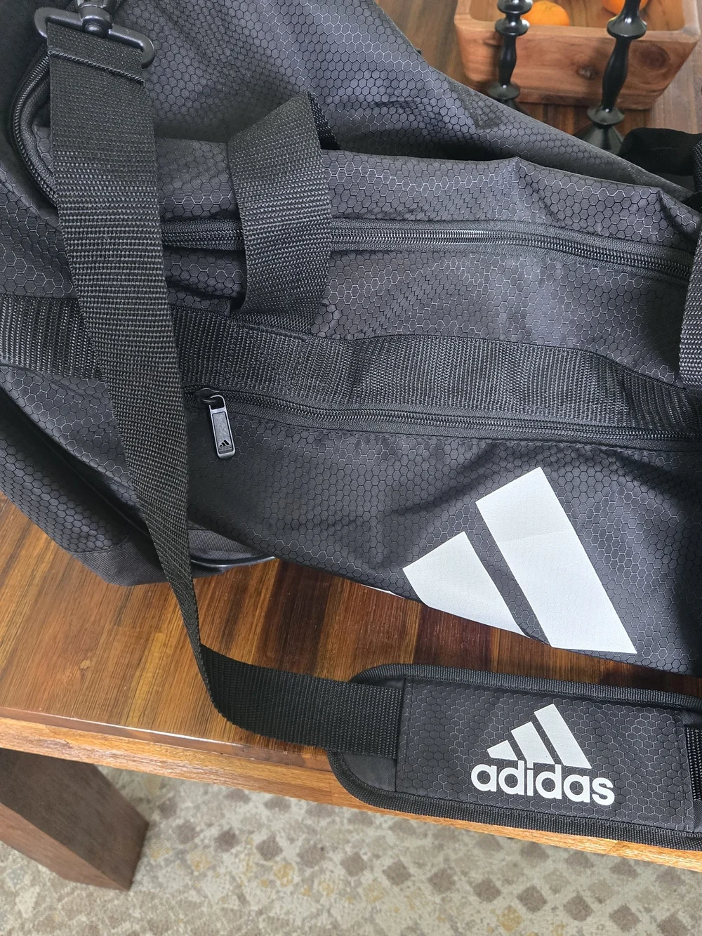 Adidas Black Men's Duffel Bag, Size Large